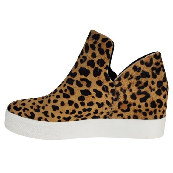 *LIKE NEW* STEVE MADDEN Wrangle Platform Wedge Sneaker Cheetah Print Cow Hair —8 - Picture 9 of 16